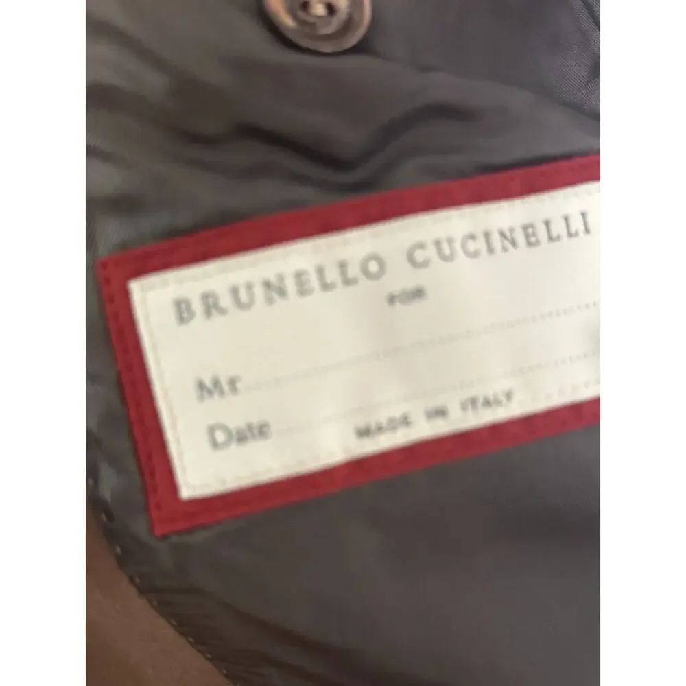 New Brunello Cucinelli Silk Tuxedo 2pc Peak Lapels Caramel Brown 50R 40 36x29